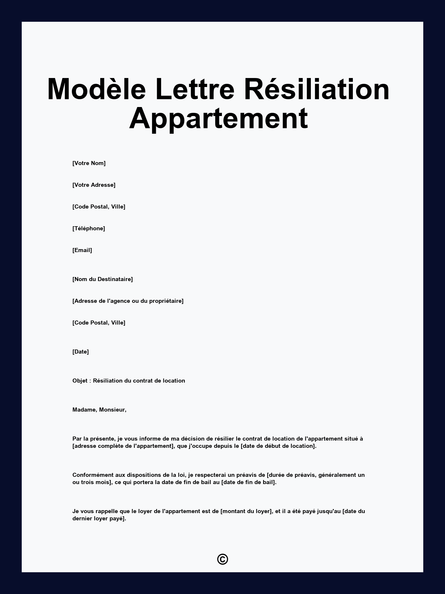 Modèle Lettre Résiliation Appartement