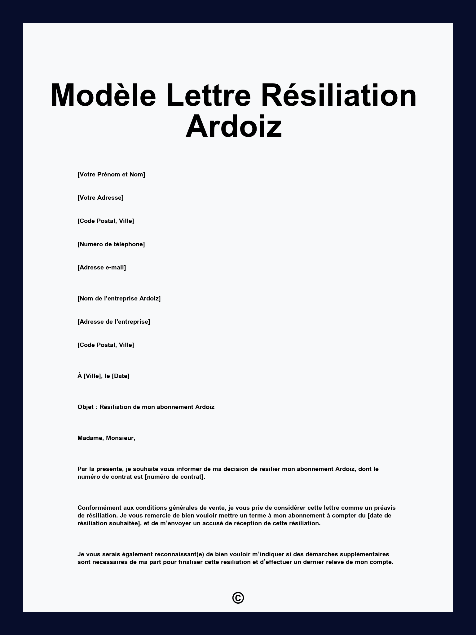 Modèle Lettre Résiliation Ardoiz