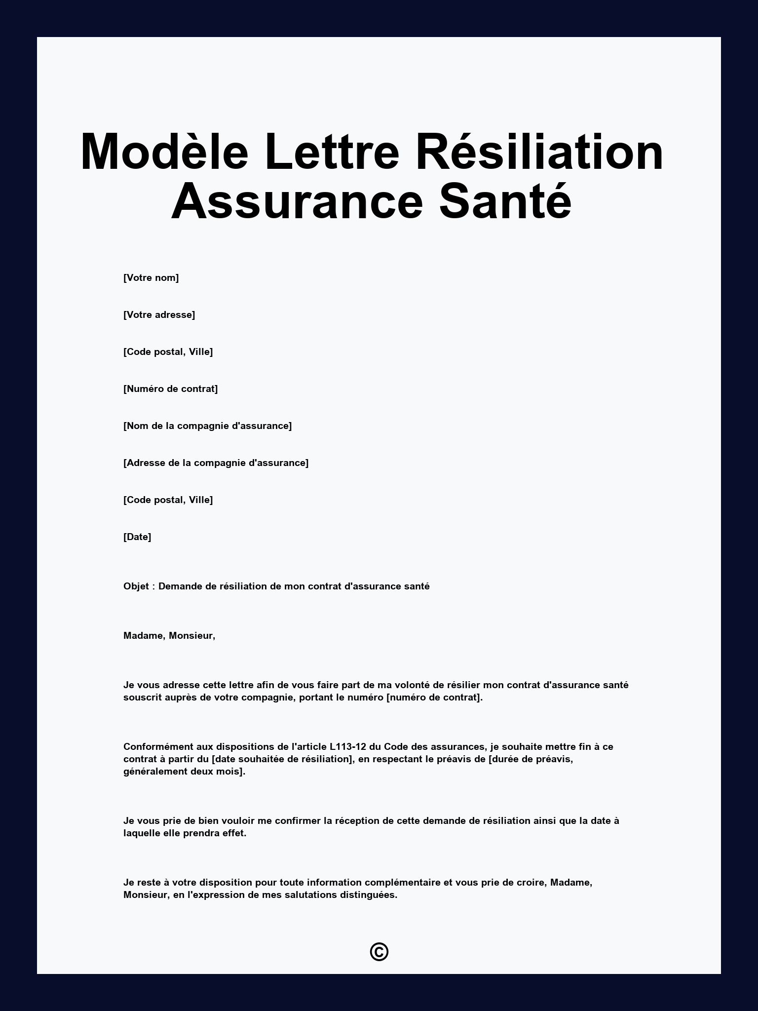 Modèle Lettre Résiliation Assurance Santé