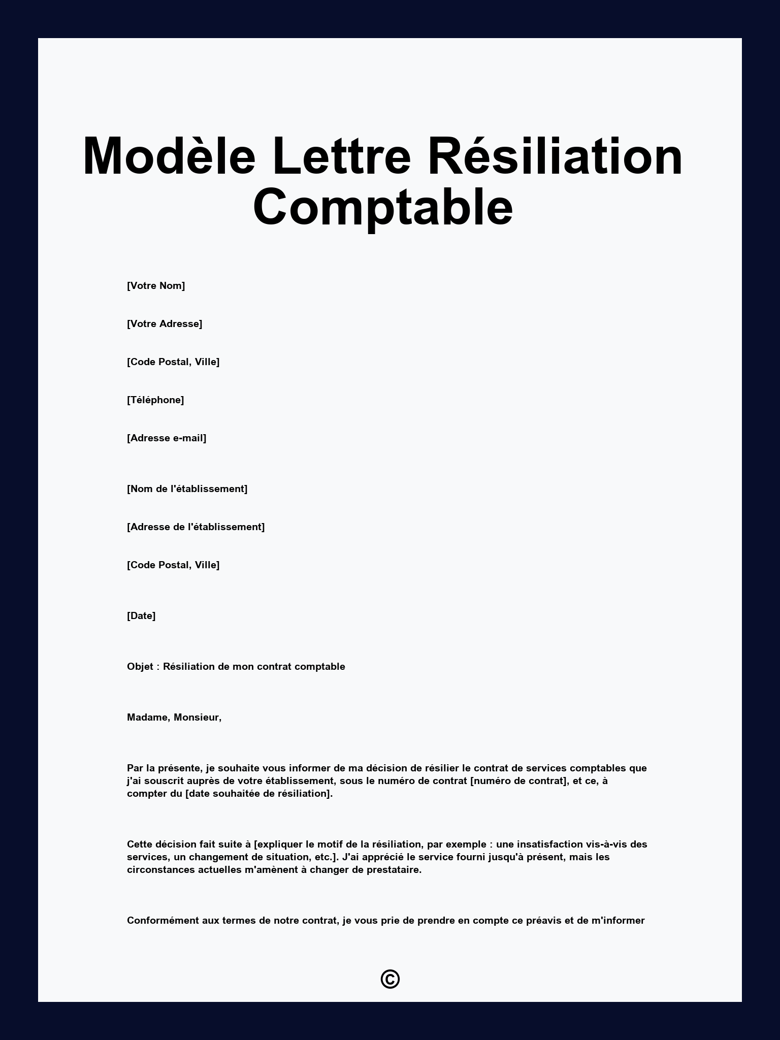 Modèle Lettre Résiliation Comptable
