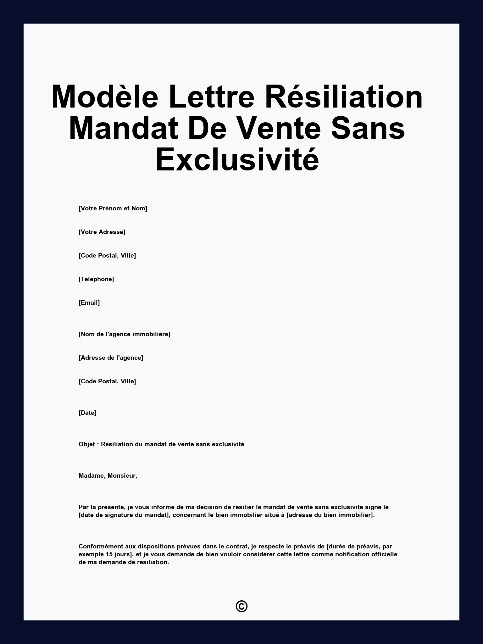 Lettre Resiliation Mandat Exclusif FZPY Lettre Resiliation Mandat Exclusif FZPY