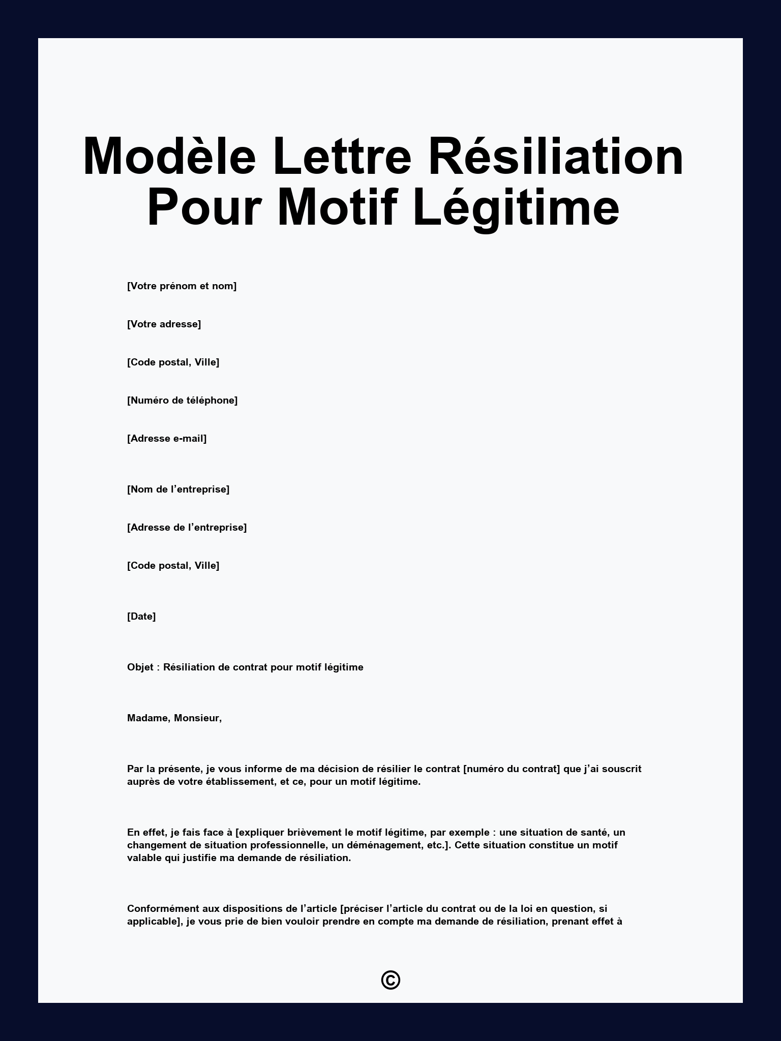Modèle Lettre Résiliation Pour Motif Légitime