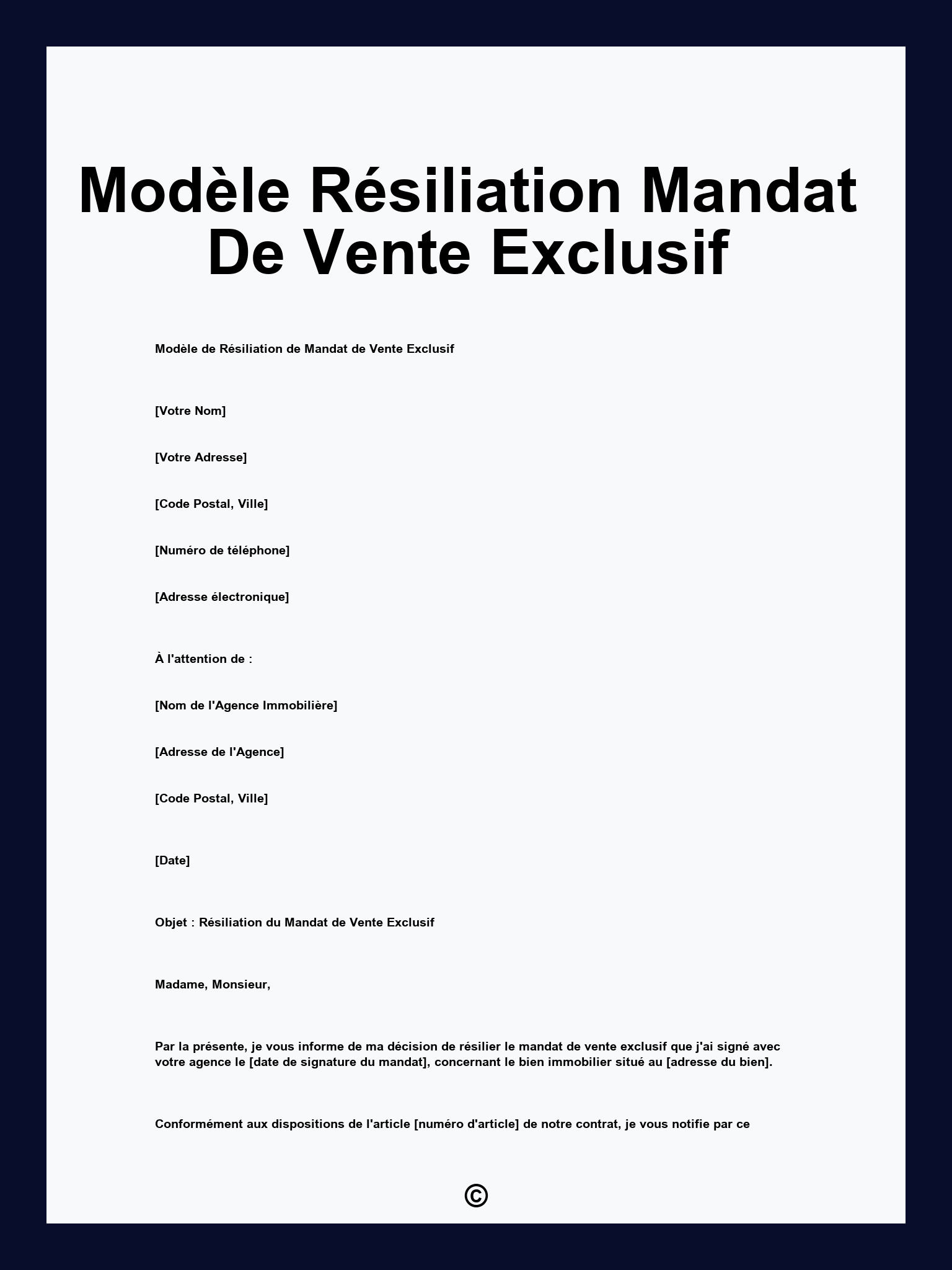 Mod le R siliation Mandat De Vente Exclusif Mod le R siliation Mandat De Vente Exclusif